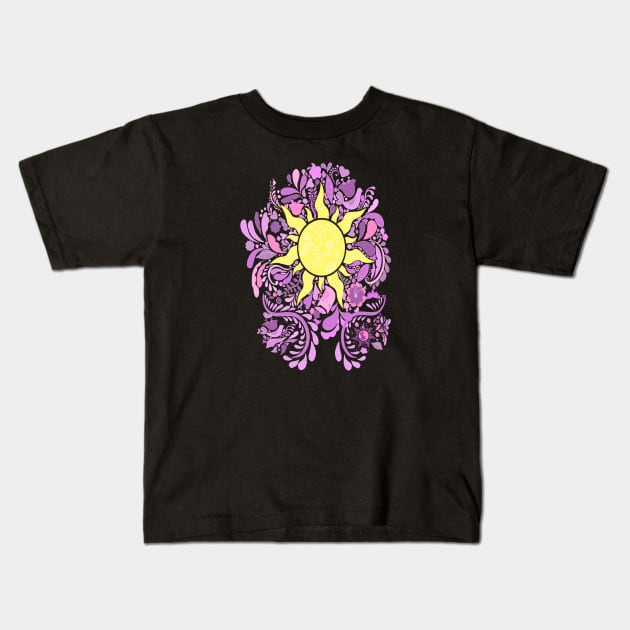 Rapunzel Sun Flower chalk art Kids T-Shirt by magicmirror